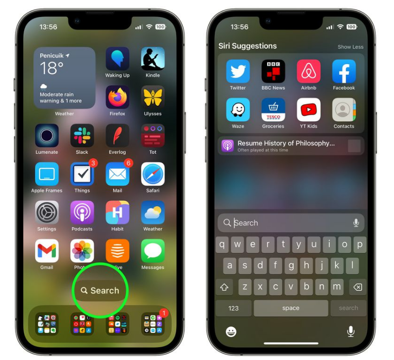呼兰苹果手机维修分享升级到 iOS 16 后，如何删除主屏幕上的搜索按钮 